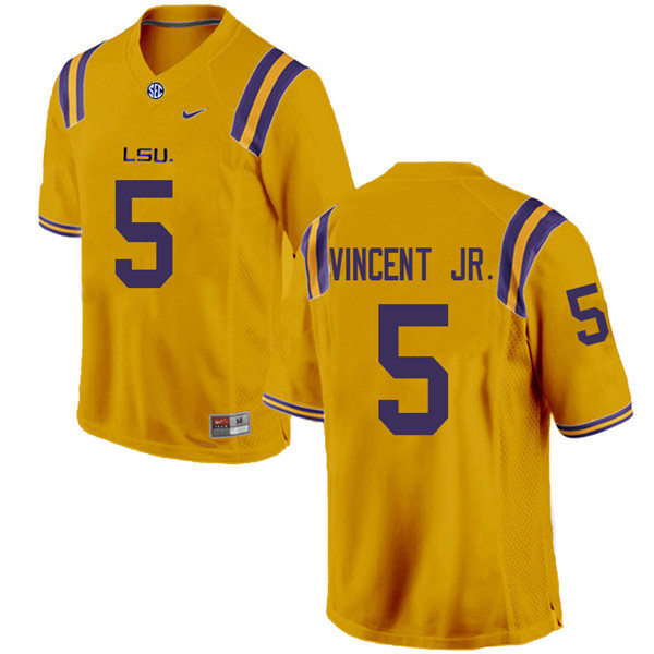 Men #5 Kary Vincent Jr. LSU Tigers College Football Jerseys Sale-Gold
